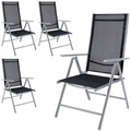 Deuba®, Deuba 4er Set Alu Gartenstuhl Hochlehner »Bern« - silber