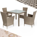 Casaria, Polyrattan Garten-Sitzgruppe Bali 5-tlg. Beige/Creme