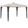 Casaria Polyrattan Pavillon Schwarz-Creme 3x4m