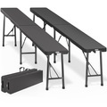 Casaria Rattanbänke Malmö 2er-Set Schwarz 180cm