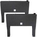 Markenartikel Hochbeet 2er-Set Polyrattanoptik Anthrazit 60x25x46cm