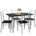 Casaria 5 tlg. Sitzgruppe »Paul« - Esstisch + 4 Stühle - Schwarz
