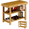 Casaria 2in1 - Schuhregal und Sitzbank aus Akazienholz - 70cm