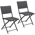 Casaria Polyrattan Klappstuhl Rom 2er-Set Schwarz