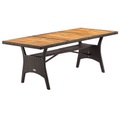 Polyrattan Gartentisch Takeo Braun 190x90x74cm Akazie