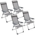 Casaria Gartenstuhl 4er-Set Silber Alu