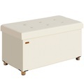 Sitzbank Beige Samt 76x38x42cm mit Stauraum faltbar