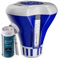Dosierschwimmer Pool für 20-200g Tabletten inklusive 150 3in1 Teststreifen UV-Resistent Chlor Schwimmer mit Thermometer
