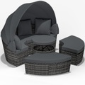 Polyrattan Sonneninsel Grau Ø185cm
