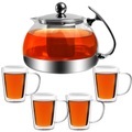 monzana Teekanne Glas 1,2L inkl. Teegläser 4er-Set