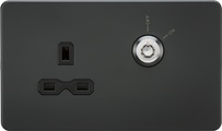 KnightsBridge 13A 1G DP Lockable socket - Anthracite with black insert