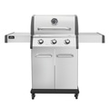 Dellonda 3 Burner Deluxe Gas BBQ Grill with Piezo Ignition & Wheels - Stainless Steel