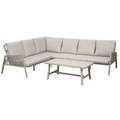 Dellonda Fusion 4 Piece Outdoor Garden Corner Sofa & Coffee Table Set, Aluminium