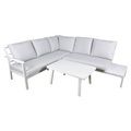 Dellonda Kyoto White 3 Piece Outdoor Garden Corner Sofa & Coffee Table Set
