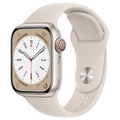 APPLE Watch Series 8 (GPS + Cellular) 45 mm - Smartwatch (Regular 140 - 220 mm, Fluorelastomer, Starlight Aluminum/Starlight)