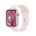 APPLE Watch Series 9 (GPS, Alu) 45 mm - Smartwatch (S/M 140-190 mm, Fluorelastomer, Rosé/Hellrosa)