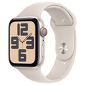 APPLE Watch SE (GPS + Cellular) 44 mm - Smartwatch (M/L 160-210 mm, Fluorelastomer, Polarstern/Polarstern)