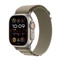 APPLE Ultra 2 (GPS + Cellular, Titan) 49 mm - Smartwatch (Small 130-160 mm, Textilgewebe (Carbon Neutral), Titan Natur/Oliv)