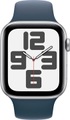 APPLE Watch SE (GPS + Cellular) 44 mm - Smartwatch (S/M 140-190 mm, Fluorelastomer, Silber/Sturmblau)