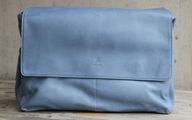 Wickeltasche Leder Azurblau