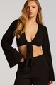 Hunkemöller Top Langarm Knot Schwarz