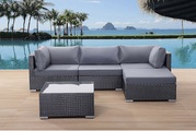 Lounge Set Rattan schwarz 4-Sitzer SANO
