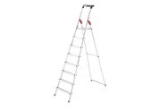 Hailo, Hailo L60 StandardLine 8160-807 Aluminium Stufen-Stehleiter inkl. Werkzeugablage Arbeitshöhe (max.): 3.45 m Silber, Rot,