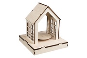 Holz 3D-Bausatz Haus FSCMixCred, 18,5x18,5x21cm, +Drehteller, Box