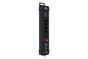 Brennenstuhl - Premium-Line 4fach schwarz *CH* 3m H05VV-F3G1,5 m. Schalter+USB 3.1A, Stabile, formschöne Kompaktleiste aus hochbruchfestem Spezial-Kunststoff, Elegantes, schlankes, zeitloses, hochwertiges Design, Schutzkontakt-Steckdosen in 45°-Ano