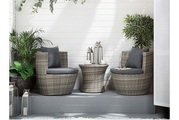 Beliani Gartenmöbel Set Rattan grau 2-Sitzer Auflagen grau CAPRI