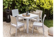 Beliani, Beliani Gartentisch Rattanoptik weiss 80 x 80 cm Fossano