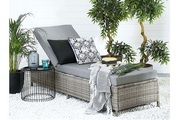 Beliani, Beliani Gartenliege Rattan grau Auflage grau TURIN II