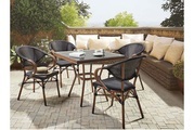 Beliani Gartentisch Aluminium schwarz / dunkler Holzfarbton 80 x 80 cm Caspri