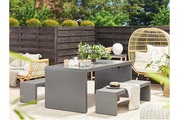 Beliani Gartenmöbel Set U-Form Beton grau Tisch mit 2 Bänken Taranto