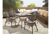 Beliani Gartentisch Aluminium grau / dunkler Holzfarbton 80 x 80 cm Caspri