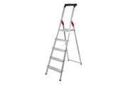 Hailo, Hailo L60 StandardLine 8160-507 Aluminium Stufen-Stehleiter inkl. Werkzeugablage Arbeitshöhe (max.): 2.8 m Silber, Rot,