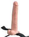 28 cm Hohler Wiederaufladbarer Strap-On Mit Balls-Hautfarbenfarben | P