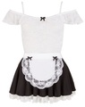 Minikleid aus Spitze mit ausgestelltem Rock plus Schürze, im Dienstmädchen-Look
