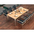 No Name, Gartentisch Edelstahl Teak Premium, LxBxH 160x100x76 cm