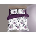 Bettwäsche mit floralem Muster in weiss und violett