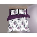 Bettwäsche mit floralem Muster in weiss und violett