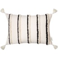 TOM TAILOR Kissenhülle »Fluffy Stripe«, (1 St.), mit aufgesetzten, fluffigen Rautenmotiv und Quasten