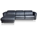 Ecksofa Simba Schwarz Leder 261 cm 183 cm