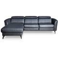 Ecksofa Simba Schwarz Leder 261 cm 183 cm