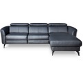 Ecksofa Simba Schwarz Leder 261 cm 183 cm