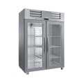 FORS Gastronomie-Gefrierschrank, doppelte Glastür, Edelstahl, GN 2/1 DGFV 1400 GES Edelstahl