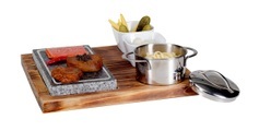 Nouvel Hot-Stone Set aus Pinienholz FSC 6-tlg 29.5 x 30 cm