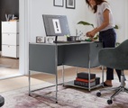 Metall-Schreibtisch »CN3« mit Klapptür, grau