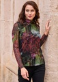 Mesh-Shirt mit Stehkragen - bunt / gemustert - Gr. 42 von Goldner Fashion