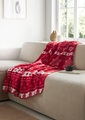 Kuscheldecke - rot / écru / gemustert - Gr. 0 von Goldner Fashion